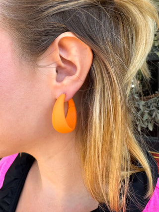 Orange Matte Hoop Earrings