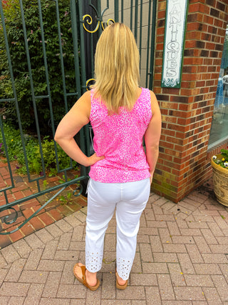 Lulu B Pink Sparkle Leopard UPF 50+ Scoop Neck Tank