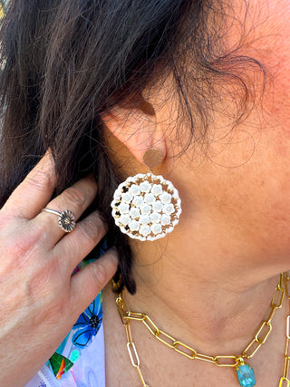 White Circle Earrings