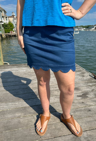 Lulu Scallop Dark Denim Skort