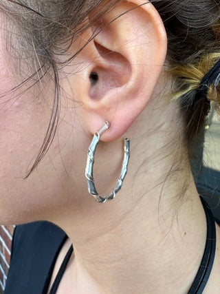 Silver Curly Hoop Earrings