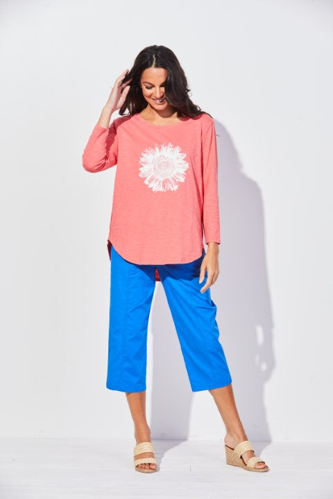 Escape by Habitat Sunflower High Low Tee on Coral