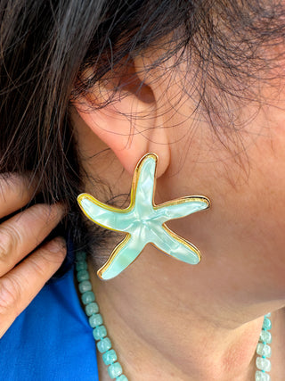 Lisi Lerch Light Blue Acrylic Starfish Earrings