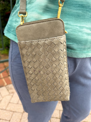 Grey Woven Double Duty Phone Bag