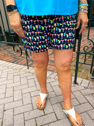 Lulu B Multicolor Cocktails Pocket Shorts