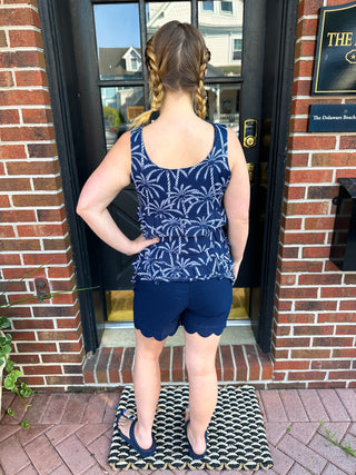 Beachtime by Lulu B Navy Seersucker Short