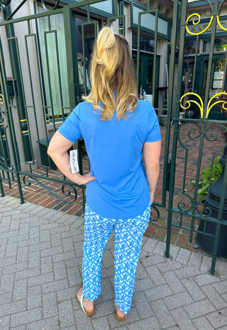 Lulu B Bright Periwinkle Short Sleeve Collar Top