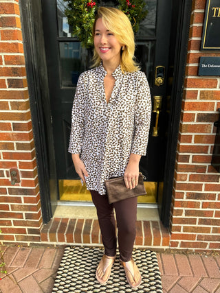 Lulu B Cream Leopard Button Tunic