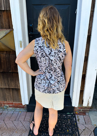 Beachtime by Lulu B Black and Tan Sleeveless Zip Up