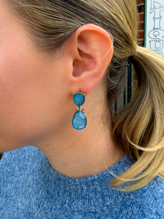 Slate Blue Crystal Earrings