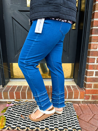 Lulu B Denim Fringe Pant Dark Wash