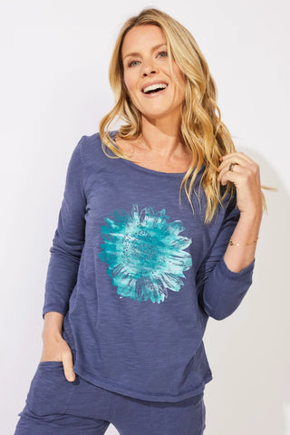 Escape by Habitat Navy Destination Sunflower Cotton Tee