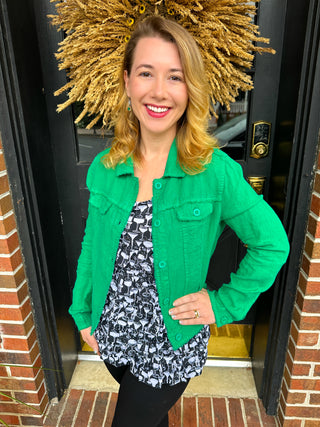 Lulu B Emerald Linen Jacket