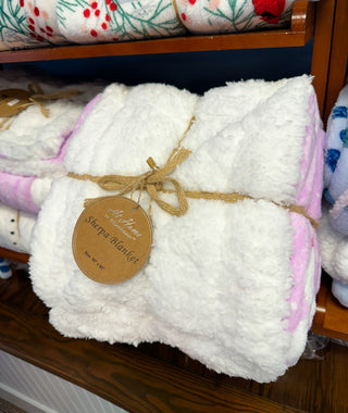 Plush Pink Snowman Sherpa Blanket