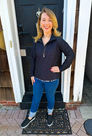 Lulu B Dark Wash Denim Cuff Pearl Pant