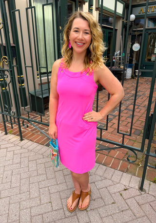 Lulu B Bright Hot Pink Sexy Back Dress