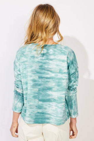 Escape by Habitat Teal Tie Dye Modal Sunset Pullover