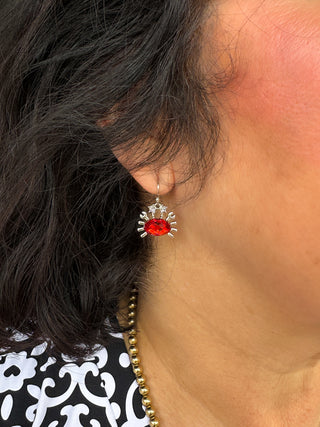 Red Crystal Crab Earrings