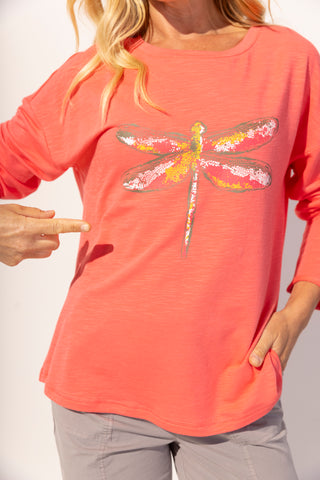 Escape by Habitat Coral Dragonfly Terry Pullover