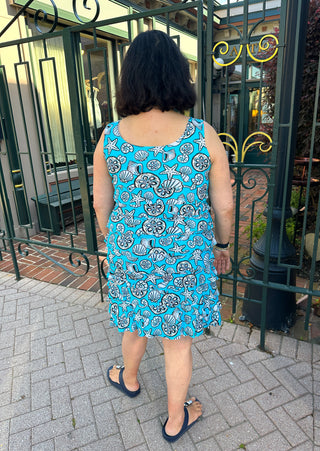Lulu B Clear Turquoise Shells Cha Cha Dress