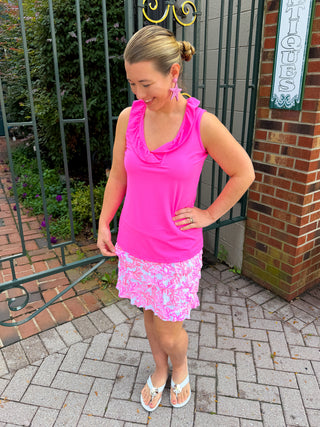 Lulu B Pink Corals Cha Cha Ruffle Skort