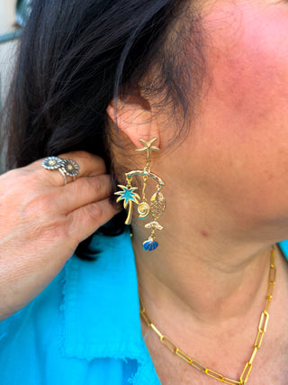 Sealife Fringe Earrings Gold