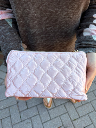 Riley Vegan Crossbody - Quilted Pink Pearl