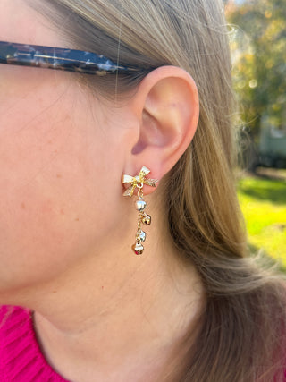 Gold Bow and Ornaments Earrings