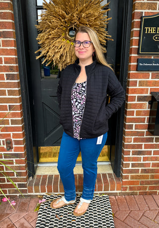 Beachtime by Lulu B Black Quilted Full Zip Jacket