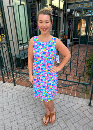 Beachtime by Lulu B Kaleidoscope Multi Ruffle Trim Dress