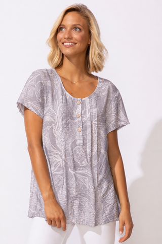 Escape by Habitat Regatta Rayon Leaves Fog Pleated Pullover