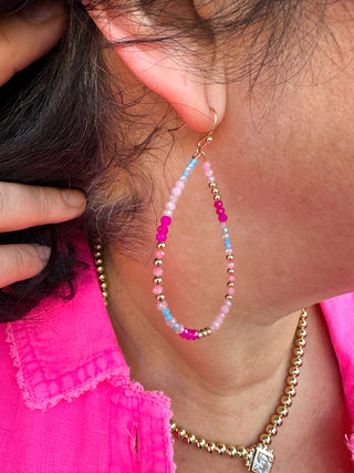 Pink and Turquoise Teardrop Earrings
