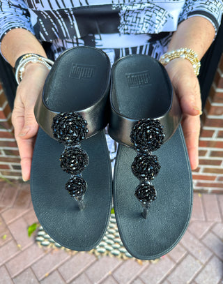 FitFlop Fino Beadie Button Black Sandal