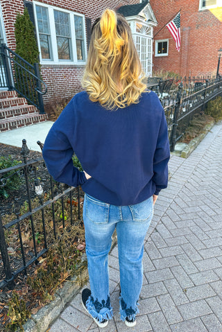 Cotton Lani Navy Star Cotton Sweater