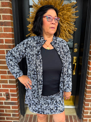 Beachtime by Lulu B Black Flower Power Full Zip Jacket