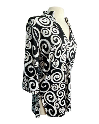 Lulu B Black and White Swirls Button Tunic