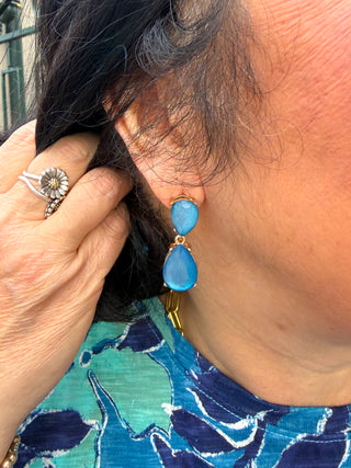 Slate Blue Crystal Earrings