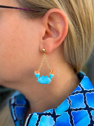 Blue Crab Clay Earrings