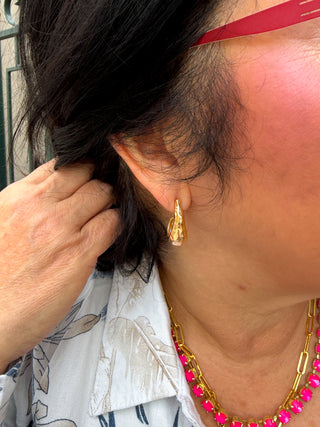 Hammered Gold Pearl Earrings