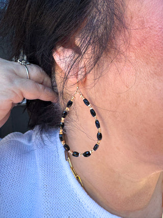 Black Beaded Teardrop Earrings