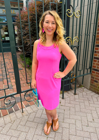 Lulu B Bright Hot Pink Sexy Back Dress