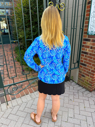 Beachtime by Lulu B Black Seersucker Scallop Skort