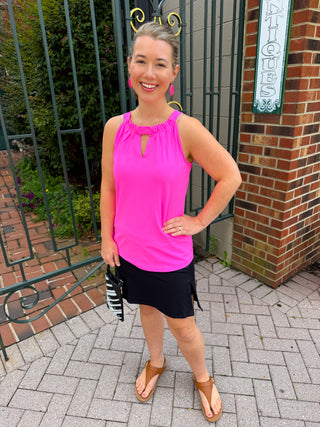 Lulu B Hot Pink Keyhole Tank