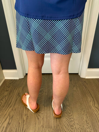 Lulu B Navy Grid Zip Skort