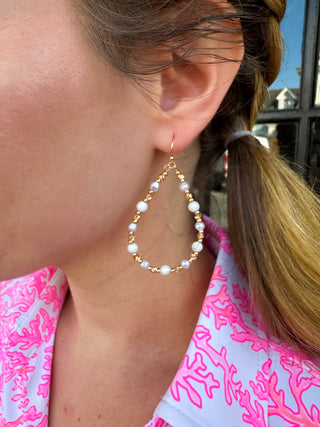 White and Gold Hoop Earrings