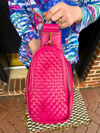 Waverly Woven Sling Bag Pink