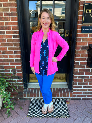 Lulu B Navy Seahorse Sleeveless V-neck Tank