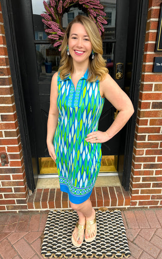 Tango Mango Green Retro Sleeveless Collar Dress