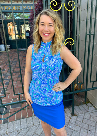 Beachtime by Lulu B Blue Hearts Sleeveless Zip Up