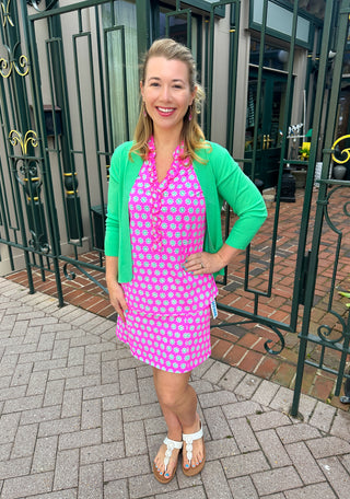 Beachtime by Lulu B Pink and Green Daisy 2-Pocket Skort